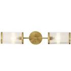 GlucksteinElements Ashbury 2-Light Bathroom Vanity Light Fixture With Reeded Clear Glass and Brushed Brass Finish 38680-HBC