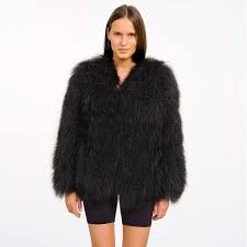 Black Mongolian Fur Coat Scarlett