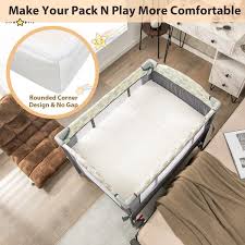 costway white tri fold pack n play mattress pad foldable crib mattress soft memory foam