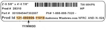 manufacture date andersen windows