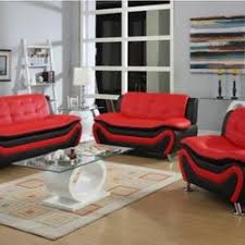 red black leather 3 piece sofa set for