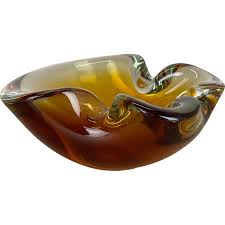 Vintage Murano Glass Honey Ashtray