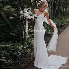 Long Country Mermaid Wedding Dresses 2019 Spaghetti Strap Backless Sweep Train Vestido De Novia Modest Stain Bridal Gowns Custom Cheap
