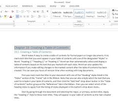 create a table of contents in word 2016