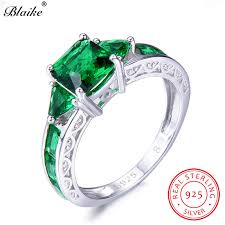 Us 9 99 40 Off Blaike 100 Real 925 Sterling Silver Square Emerald Rings For Women Fine Jewelry Green Zircon May Birthstone Ring Female Wedding In