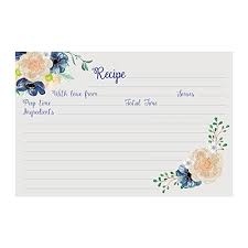Recipe Cards Set Of 50 Floral Design Size 4x6 Blank Cards Double Sided Great For Bridal Shower Baby Shower And Housewarming