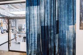 indigo patchwork curtains blue print