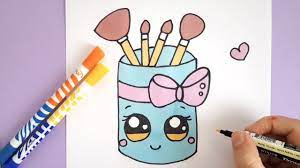 to draw a cute makeup brush holder