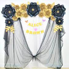 Great for baby showers, bridal showers, birthdays and weddings. Diy Giant Paper Flowers Wedding Backdrop Name Sign Black Gold Wedding Decor Bridal Shower Large Flower Rose Backdrop Photography Party Diy Decorations Aliexpress