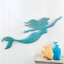 Metal Blue Mermaid Wall Art Com