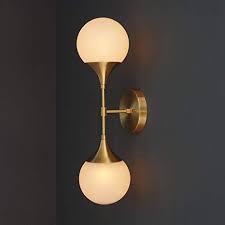 Modern Brass 2 Lights Armed Glass Globes Wall Sconce Vanity Wall Lamp Amazon Com