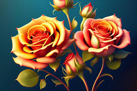 3d ilration of red and yellow rose