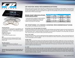 Cp Pistons Ring Spec Sheet Gap Process Installation
