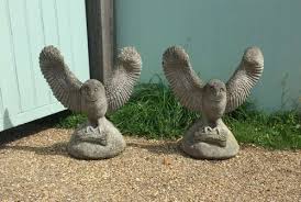 Pair Of Large Stone Owls