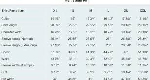 Mens Costume Shirt Measurement Information With Dimension