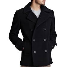 Men S Wool Black Pea Coat S Jackets