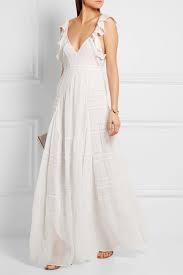 Needle Thread Bridal Lacepaneled Silkcrepe Gown White