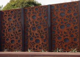 rusty finish large outdoor metal wall
