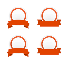 round paper banner badge with ribbon