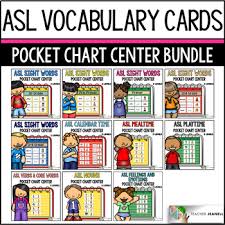 Asl American Sign Language Pocket Chart Center Bundle