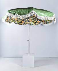 Green Vinyl Patio Umbrella With White