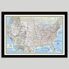U S Wall Maps Laminated Framed Rails Spring Rollers