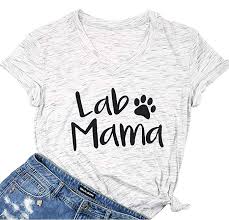 Labrador Mama Shirt Funny Dog Mom T Shirt Women V Neck Letter Print Tee Animal Lover Casual Short Sleeve Tops