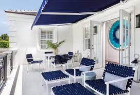 Navy Blue Basketweave Outdoor Chairs