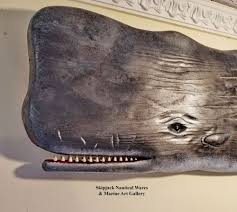 Large Carved Wood Whale By John