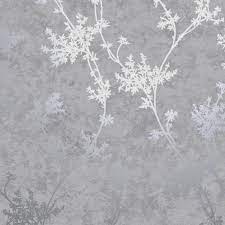 Chevril Metallic Fl Wallpaper Grey