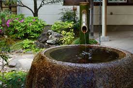 Bamboo Water Fountain In A Japanese