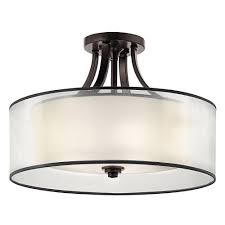 This type of light drops from the ceiling a bit and leaves some space between the flush mount lights typically work better for lower ceilings such as those below 8′. Kichler Lighting Canada 42387miz Lacey 4 Light Semi Flush Mount With Transitional Inspirations 13 Inches Tall By 20 Inches Wide