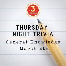 #1 which us president's birthday was in . Thursday Night Trivia General Knowledge March 4th 3 Nations Brewing