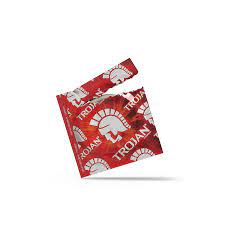 Red condom wrapper