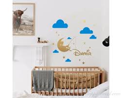 Fishing Boys Name And Clouds Wall Decal