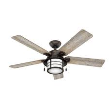Shopping for ceiling fans on a budget? Hunter Key Biscayne 54 In Indoor Outdoor Onyx Bengal Ceiling Fan With Light Kit 59273 The Home Depot