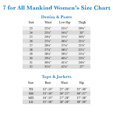 Prototypical Girl Jeans Size Conversion 7 Of All Mankind