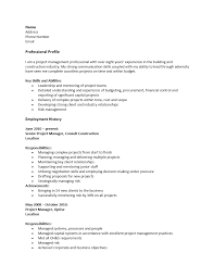 Free Construction Project Manager Resume Template Sample Ms Word