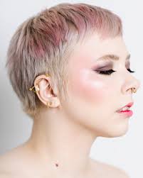 silver pink pixie hair and fox eye