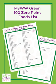 my ww green 100 zero point foods list