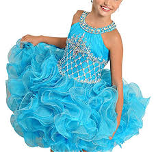 Hzcq Toddler Girls Ruffles Beads Short Cupcake Pageant Dress