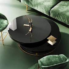 Black Round Modern Swivel Coffee Table