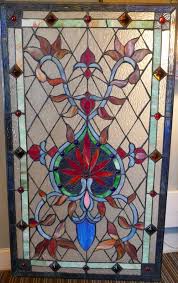 Large Art Nouveau Stained Glass Panel