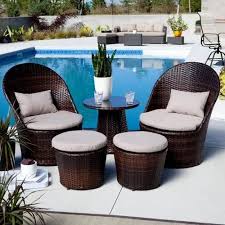 Rattan Brown Balcony Furniture Set For