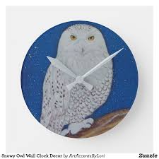 Snowy Owl Wall Clock Decor Zazzle