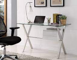 Archer Modern Glass Desk With Drawers