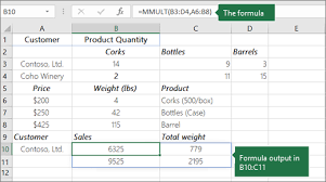 the excel mmult function