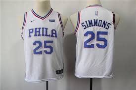76ers 25th Simmons White Kids Fan Edition Nba Jersey
