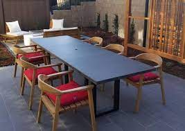 Long Concrete Table With Umbrella Hole