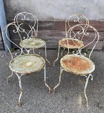 French Iron Garden Chairs 1950s Set
